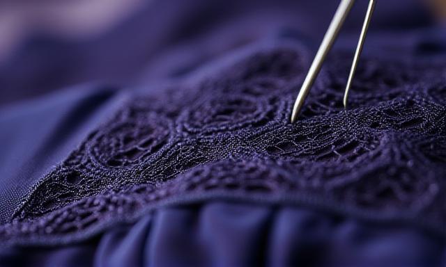 Close up of hand-stitching on luxury fabric