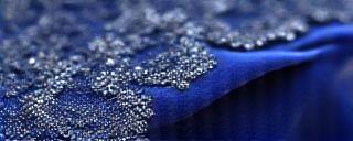 Close up of premium silk and lace swatches